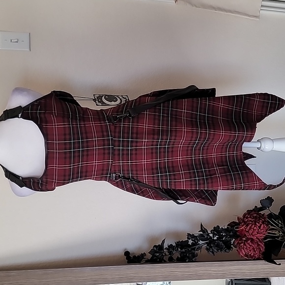 Killstar Dresses & Skirts - New Killstar plaid skater halter dress Size Large NWT